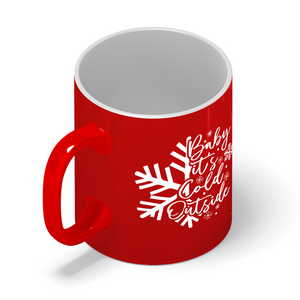 Baby Its Cold Outside Snowflake Personalized 11oz Red Christmas Coffee Mug