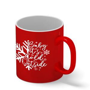 Baby Its Cold Outside Snowflake Personalized 11oz Red Christmas Coffee Mug