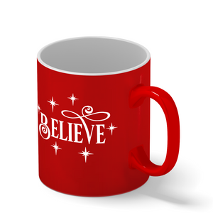 Believe Personalized 11oz Red Christmas Coffee Mug