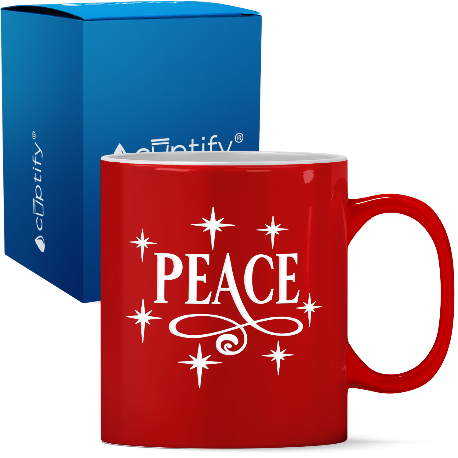 Peace Personalized 11oz Red Christmas Coffee Mug