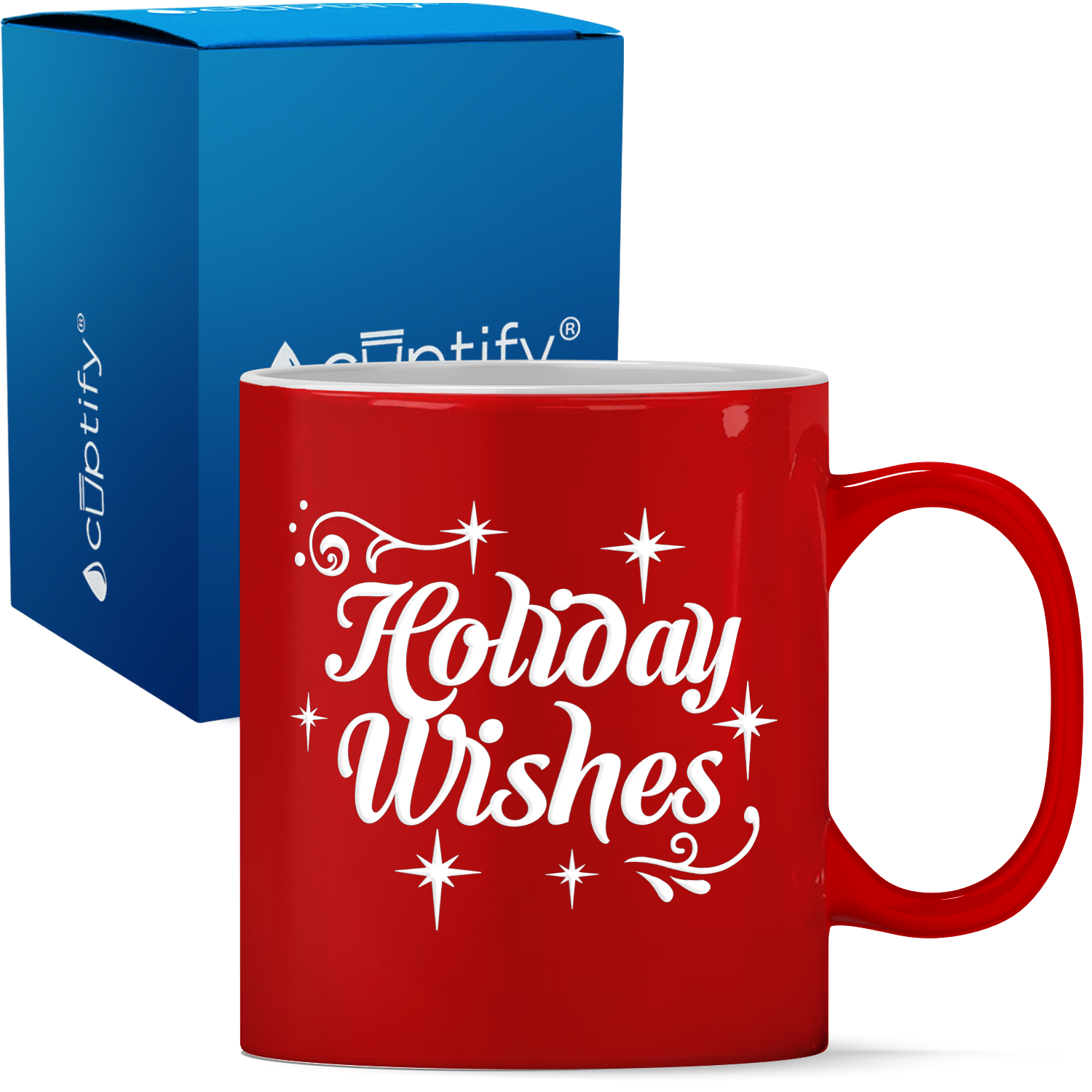 Holiday Wishes Personalized 11oz Red Christmas Coffee Mug