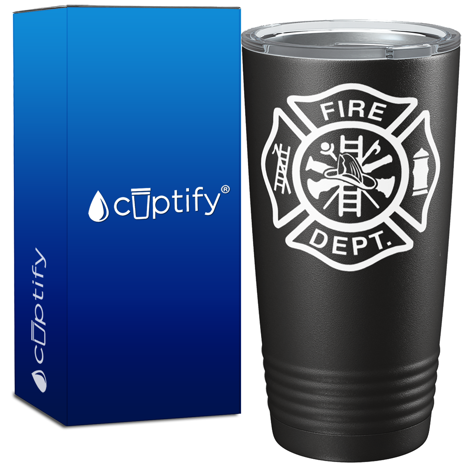 Fire Department Badge on Black Tumbler