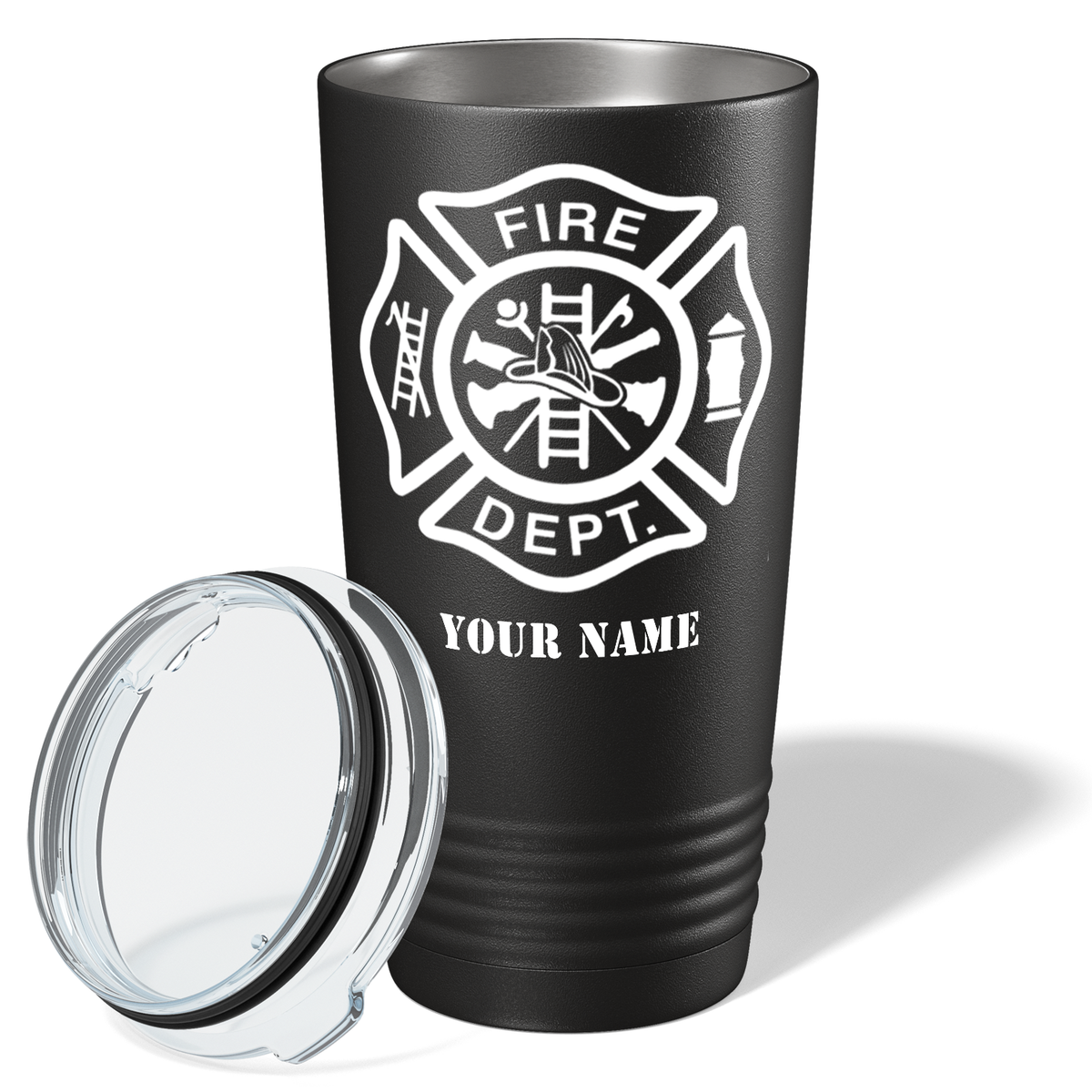 Personalized Fire Department Badge 20oz Black Firefighter Tumbler