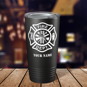 Personalized Fire Department Badge 20oz Black Firefighter Tumbler