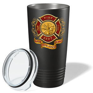 Red Gold Fire Department Badge 20oz Black Firefighter Tumbler