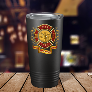 Red Gold Fire Department Badge 20oz Black Firefighter Tumbler