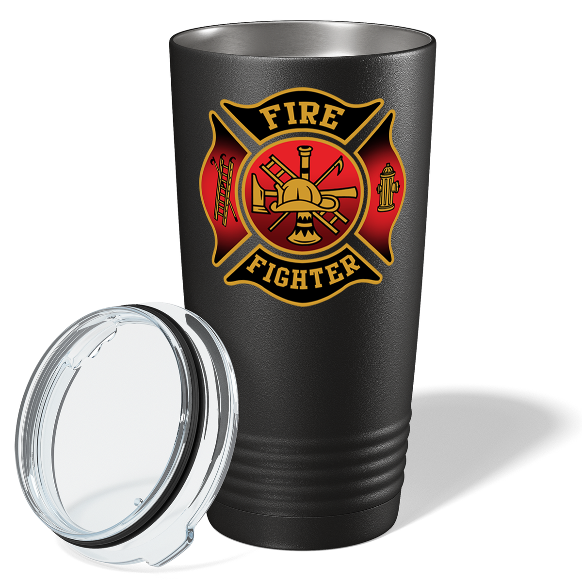 Red Black Fire Department Badge 20oz Black Firefighter Tumbler