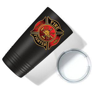 Red Black Fire Department Badge 20oz Black Firefighter Tumbler