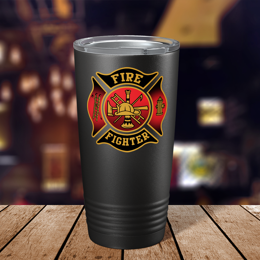 Red Black Fire Department Badge 20oz Black Firefighter Tumbler