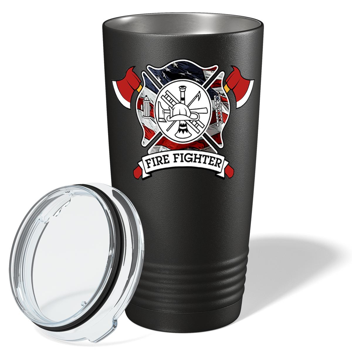 American Fire Department Badge on Black  20oz Tumbler