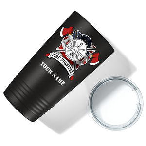 Personalized American Fire Department Badge 20oz Black Firefighter Tumbler
