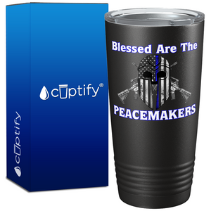 Blessed are the Peacemakers Helmet 20oz Black Police Tumbler