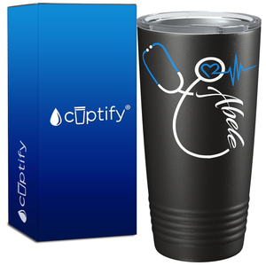 Personalized Nurse Blue Stethoscope Black 20oz Tumbler