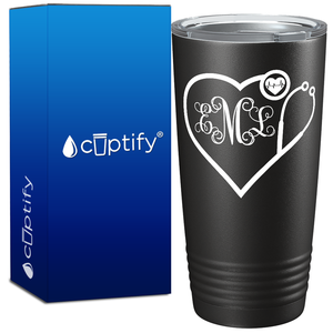 Personalized Heart Shaped Stethoscope Monogram 20oz Nurse Tumbler