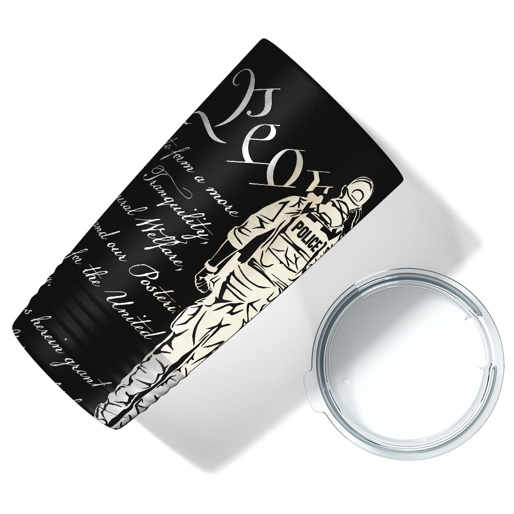 Personalized Police We the People Distressed Flag Engraved Wrap 20oz Black Tumbler