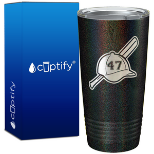 Baseball Bat and Hat with Personalized Number on 20oz Tumbler