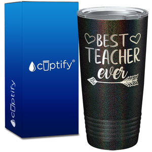 Best Teacher Ever Hearts and Arrow on 20oz Tumbler