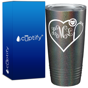 Personalized Heart Shaped Stethoscope Monogram 20oz Nurse Tumbler