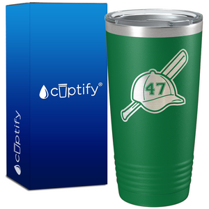 Baseball Bat and Hat with Personalized Number on 20oz Tumbler