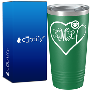 Personalized Heart Shaped Stethoscope Monogram 20oz Nurse Tumbler