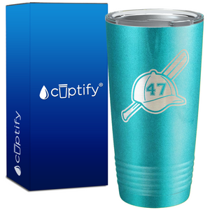 Baseball Bat and Hat with Personalized Number on 20oz Tumbler