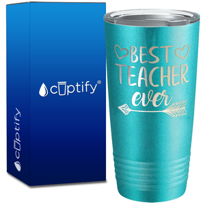 Best Teacher Ever Hearts and Arrow on 20oz Tumbler