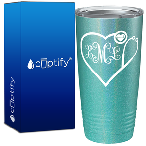 Personalized Heart Shaped Stethoscope Monogram 20oz Nurse Tumbler