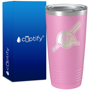 Baseball Bat and Hat with Personalized Number on 20oz Tumbler