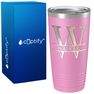 Personalized Split Script Monogram Initial and Name on 20oz Tumbler