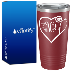 Personalized Heart Shaped Stethoscope Monogram 20oz Nurse Tumbler