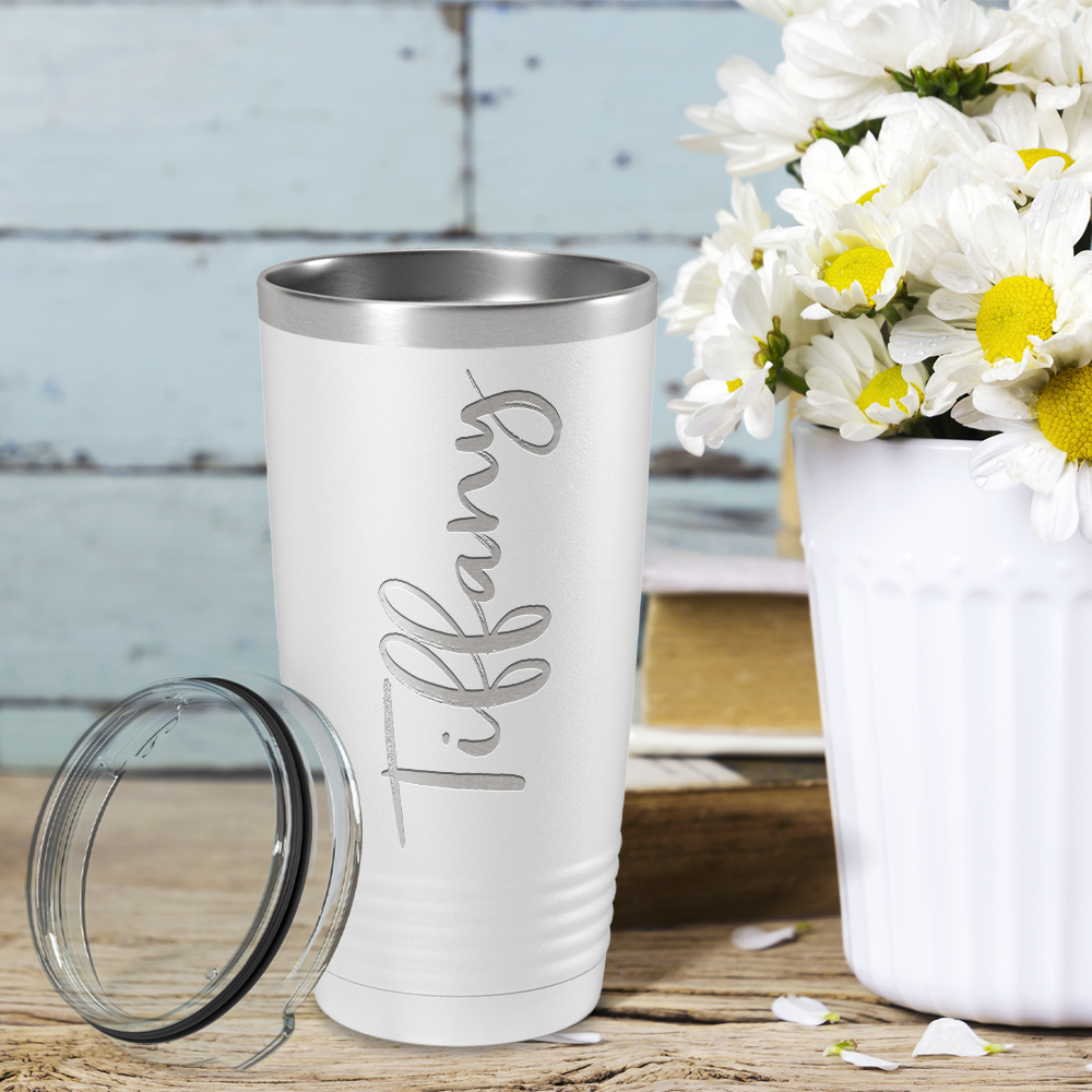 Personalized White 20oz Engraved Tumbler