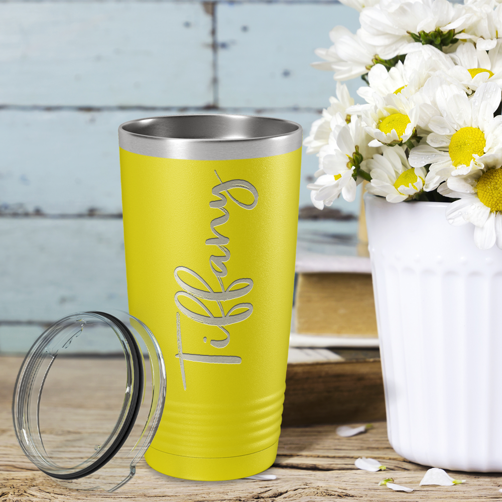 Personalized Yellow 20oz Engraved Tumbler