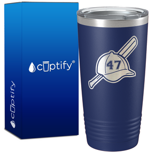 Baseball Bat and Hat with Personalized Number on 20oz Tumbler