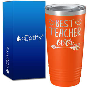 Best Teacher Ever Hearts and Arrow on 20oz Tumbler