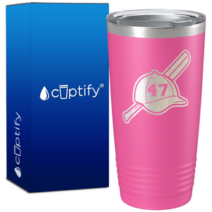 Baseball Bat and Hat with Personalized Number on 20oz Tumbler