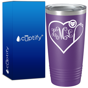 Personalized Heart Shaped Stethoscope Monogram 20oz Nurse Tumbler