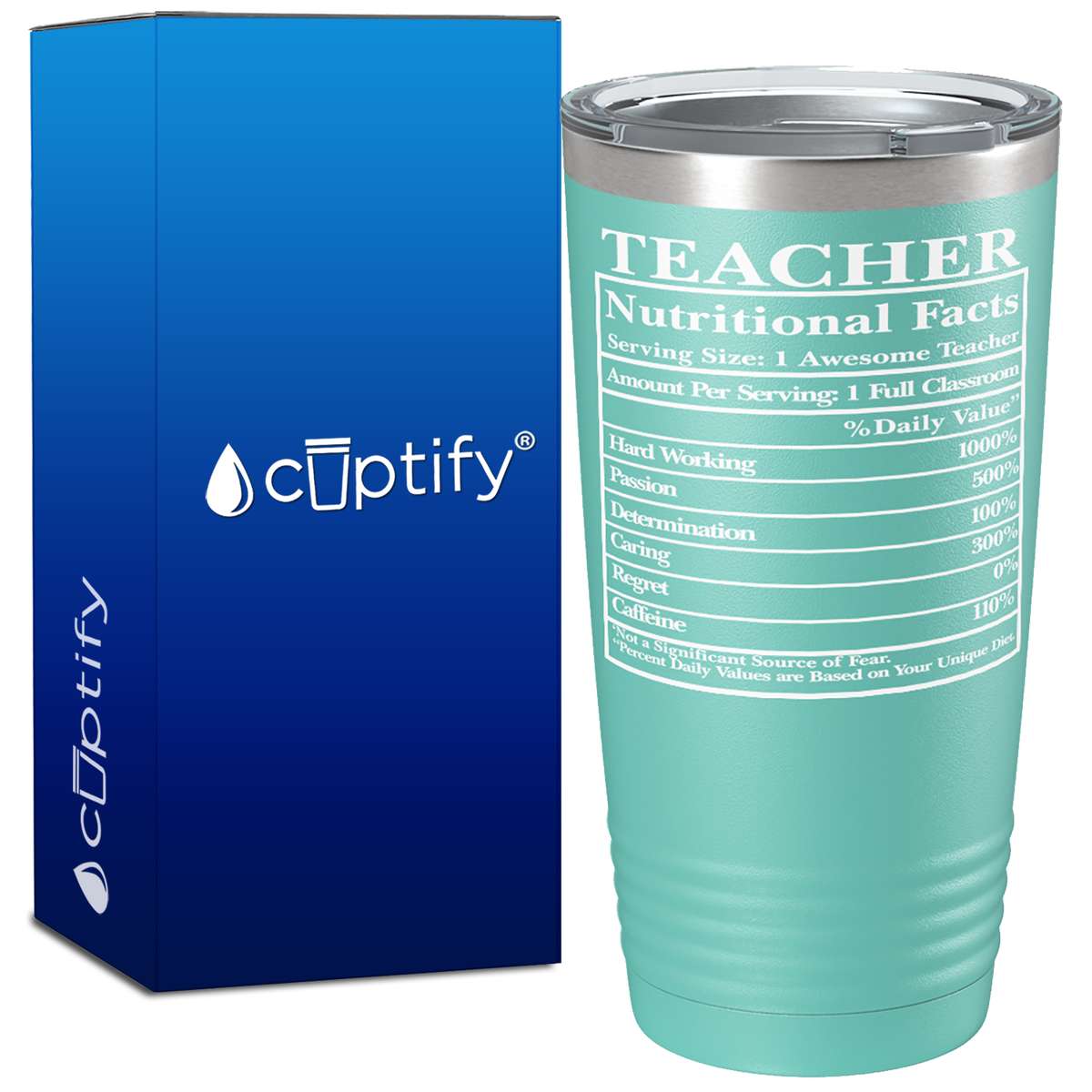 Teacher Nutritional Facts on 20oz Tumbler