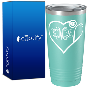 Personalized Heart Shaped Stethoscope Monogram 20oz Nurse Tumbler