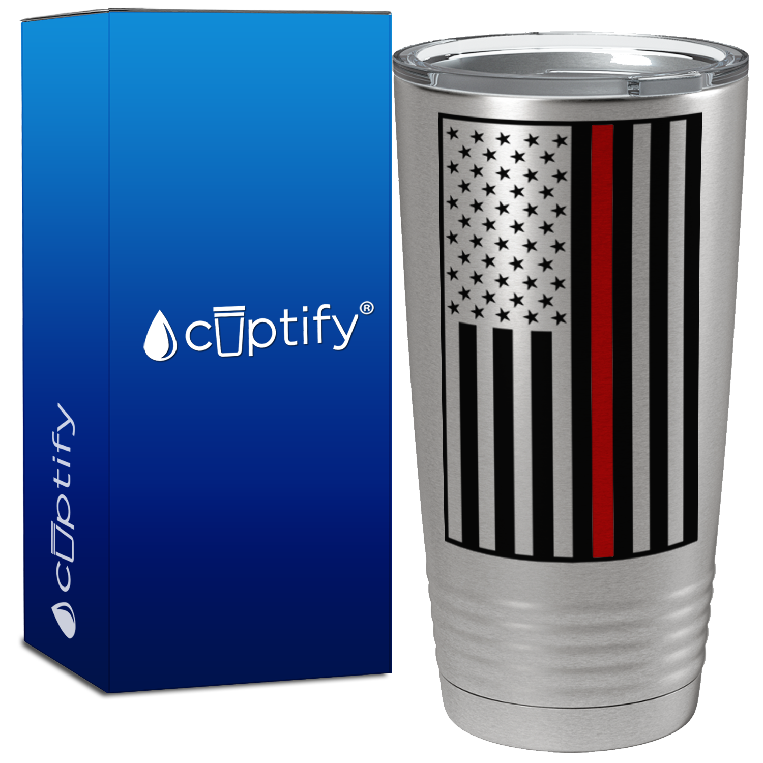 Thin Red Line Flag on Stainless Tumbler
