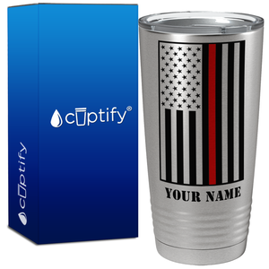Personalized Thin Red Line Flag on Stainless Tumbler