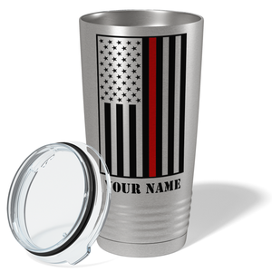 Personalized Thin Red Line Flag 20oz Stainless Firefighter Tumbler