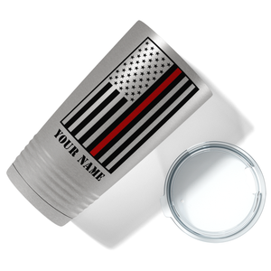 Personalized Thin Red Line Flag 20oz Stainless Firefighter Tumbler