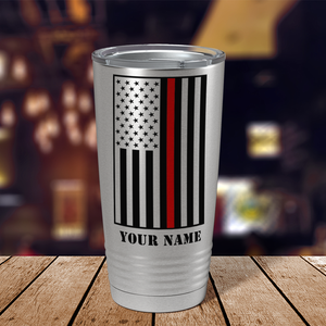 Personalized Thin Red Line Flag 20oz Stainless Firefighter Tumbler