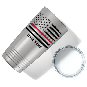 Personalized Retro Thin Red Line Flag 20oz Stainless Firefighter Tumbler