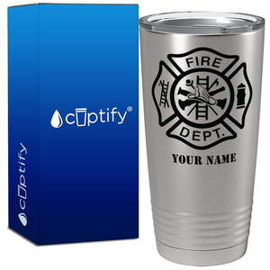 Personalized Fire Department Badge on Stainless Tumbler