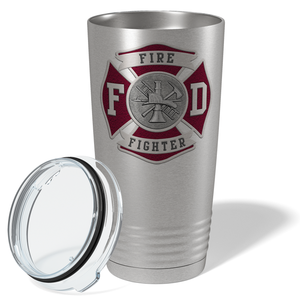 Red Fire Department Badge 20oz Stainless Firefighter Tumbler