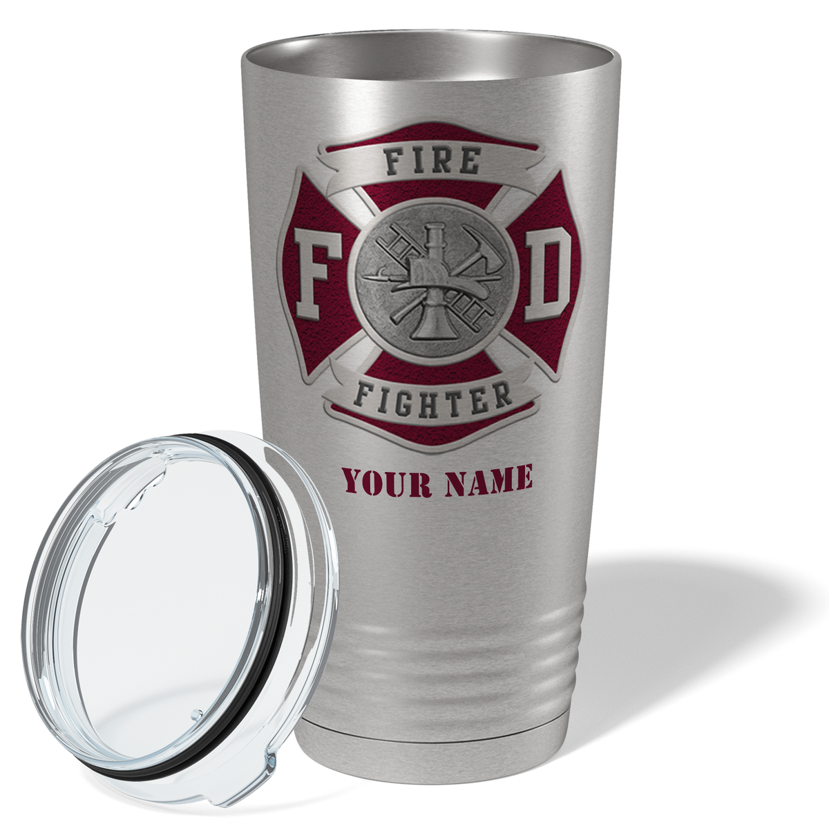 Personalized Red Fire Department Badge 20oz Stainless Firefighter Tumbler
