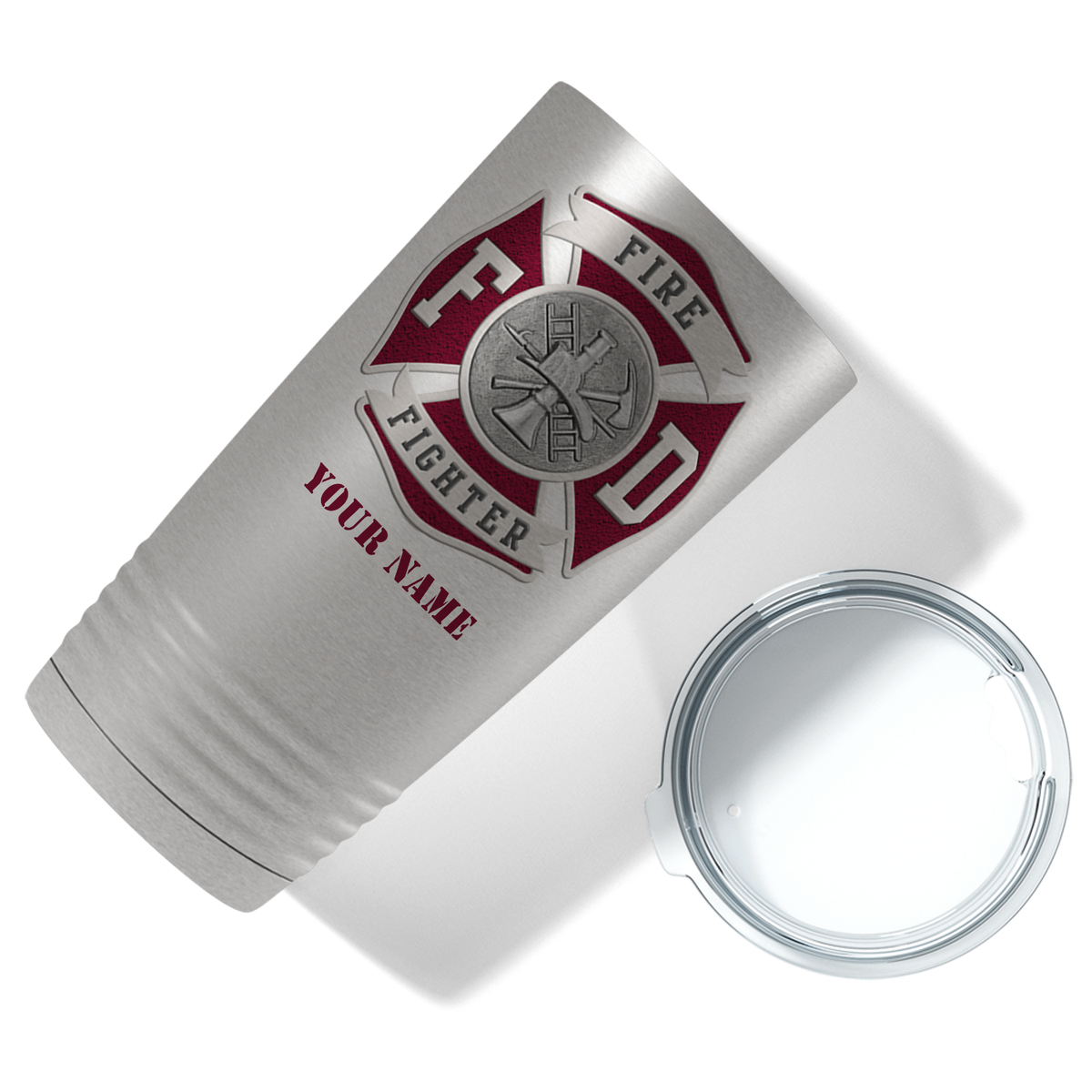 Personalized Red Fire Department Badge 20oz Stainless Firefighter Tumbler