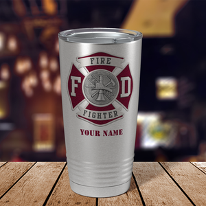 Personalized Red Fire Department Badge 20oz Stainless Firefighter Tumbler