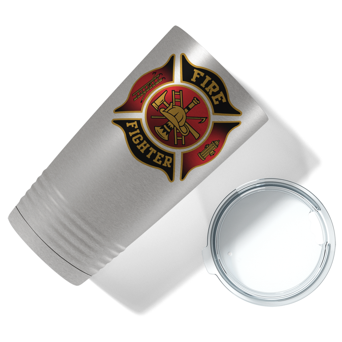 Red and Black Fire Department Badge 20oz Stainless Firefighter Tumbler
